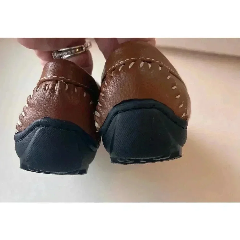 Steve Harvey celebrate addition brown sliver slip round square loafers 9‎